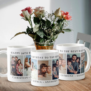 Caneca De Café Feliz aniversário ao melhor pai de todos colagem d