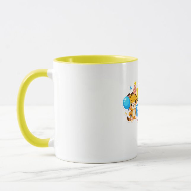 Caneca de Café Feliz Aniversário Bebe Tigre Fofo (Esquerda)