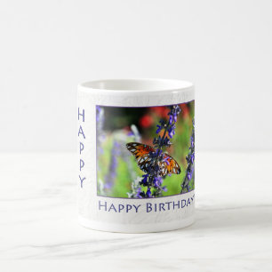 Caneca De Café Feliz Aniversário Borboleta Floral