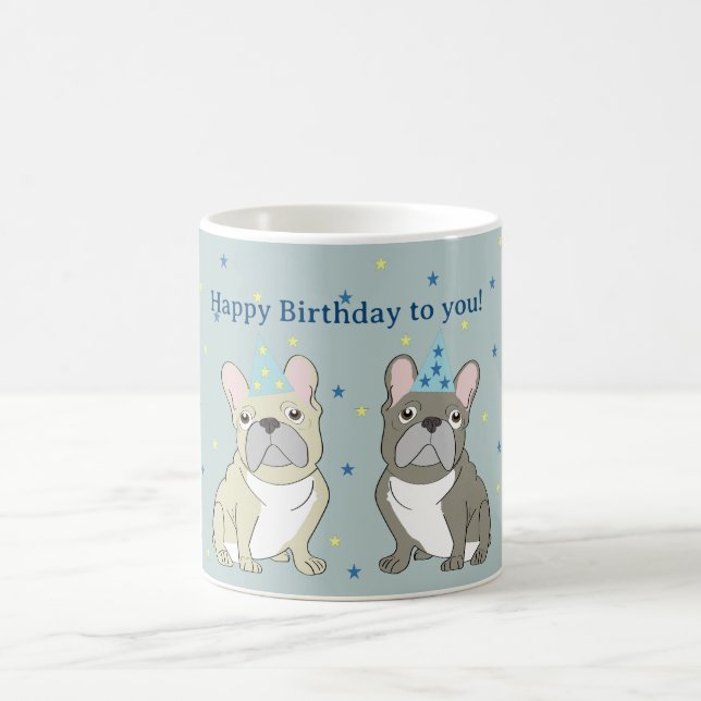 Caneca De Café Feliz aniversário, bulldog francês (Centro)