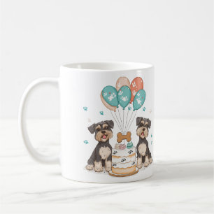 Caneca De Café Feliz Aniversário Cães Schnauzer