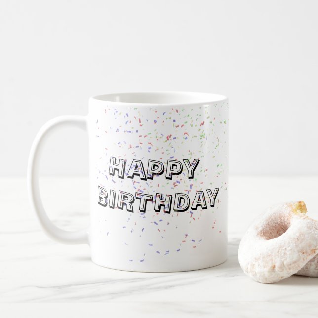 Caneca De Café "Feliz Aniversário Celebrando Mug" (Com Donut)