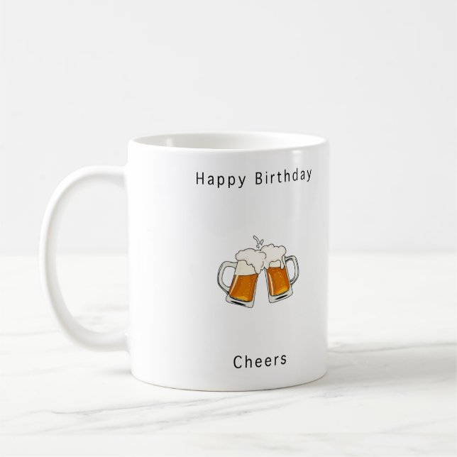 Caneca De Café Feliz Aniversário, Cheers cerveja (Esquerda)