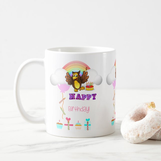 Caneca De Café Feliz Aniversário Cogueira (Com Donut)