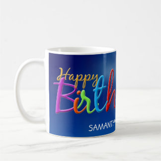 Caneca De Café Feliz Aniversário Colorido Coffee Mug Personalizad