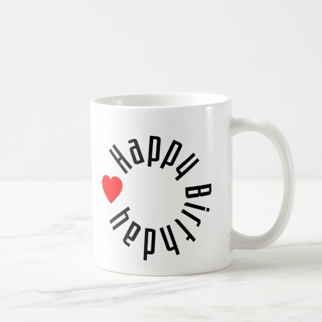 Caneca De Café Feliz aniversário com coração (Direita)