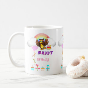Caneca De Café Feliz aniversário, coruja