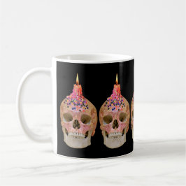 Caneca De Café Feliz Aniversário Crânio Vela Bruxa Assustadora