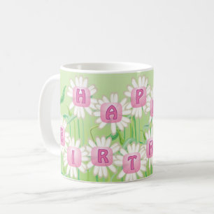 Caneca De Café Feliz aniversário Daisy Garden Design Coffee Mug