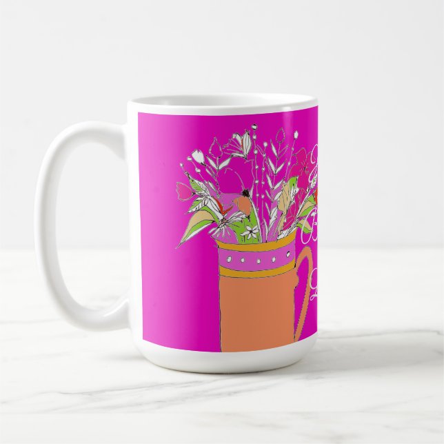 Caneca De Café Feliz Aniversário das Flores Coloridas (Esquerda)