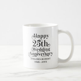 Caneca De Café Feliz Aniversário de 25 Anos de Casamento Tipograf