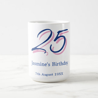 Caneca De Café feliz aniversário de 25 anos nome data letra negri