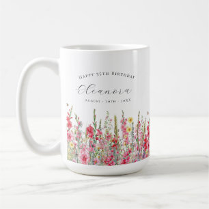 Caneca De Café Feliz Aniversário de 35 anos Flor de Nascimento de