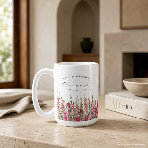 Caneca De Café Feliz Aniversário de 95 anos Flor de Nascimento de