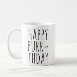Caneca De Café Feliz aniversário de Purr‑thday Tema do gato