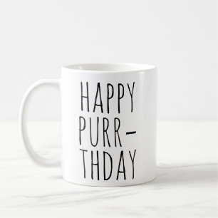 Caneca De Café Feliz aniversário de Purr‑thday Tema do gato