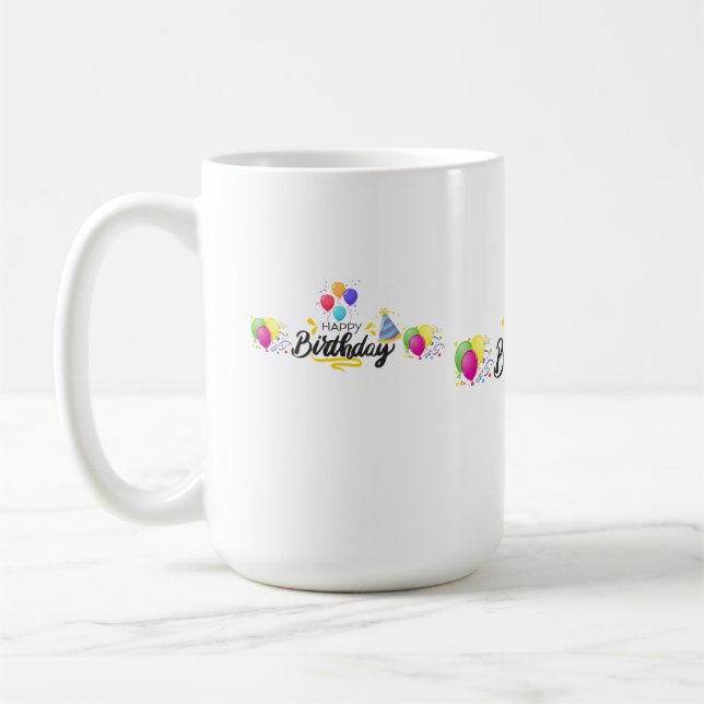 Caneca De Café Feliz Aniversário Design Artigo-02 (Esquerda)