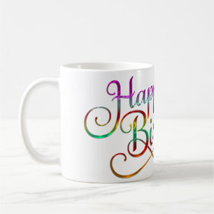 Caneca De Café FELIZ ANIVERSÁRIO - design de texto + suas própria