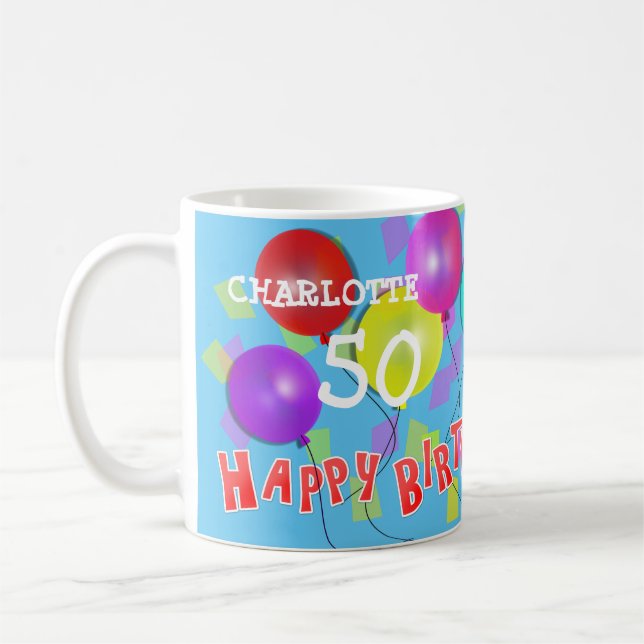 Caneca De Café Feliz aniversário do 50º Milestone Personalizado (Esquerda)