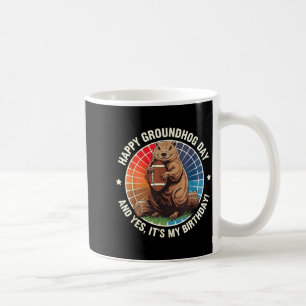 Caneca De Café Feliz aniversário do Dia da Marmota Futebol Engraç