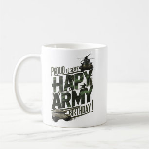 Caneca De Café Feliz aniversário do Exército TShirt - Orgulho de