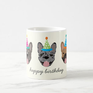 Caneca De Café Feliz Aniversário do Festa do Buldogue Francês