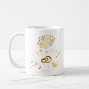 Caneca De Café Feliz Aniversário Dourado Ring Mug   Kay Clover™