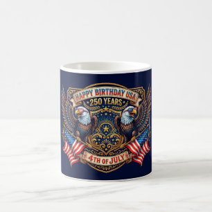 Caneca De Café Feliz Aniversário EUA 250 Anos   Águias Patriótica