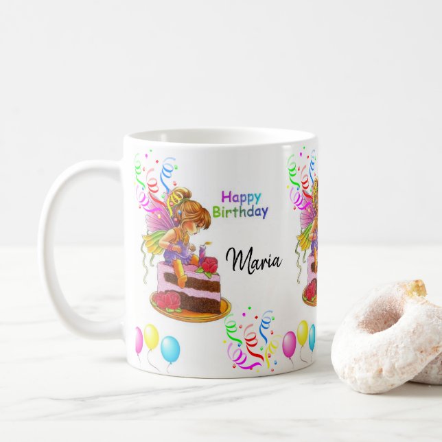 Caneca De Café Feliz Aniversário Fairy Mug (Com Donut)