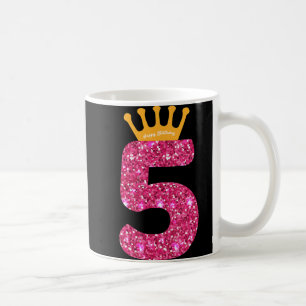 Caneca De Café Feliz Aniversário, Festa 5 para Meninas 5 Anos