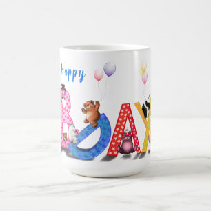 Caneca De Café Feliz Aniversário - Festa de Ursos Bebês Divers