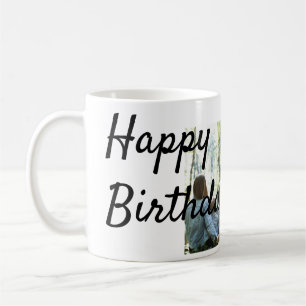 Caneca De Café Feliz aniversário foto familia nome elegante class