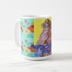 Caneca De Café Feliz Aniversário Gato Laranja Papoila Mama Nome 
