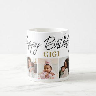 Caneca De Café Feliz Aniversário Gigi 5 Colagem de Fotos Lembranç