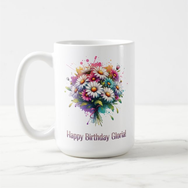 Caneca De Café Feliz aniversário Gloria (Esquerda)