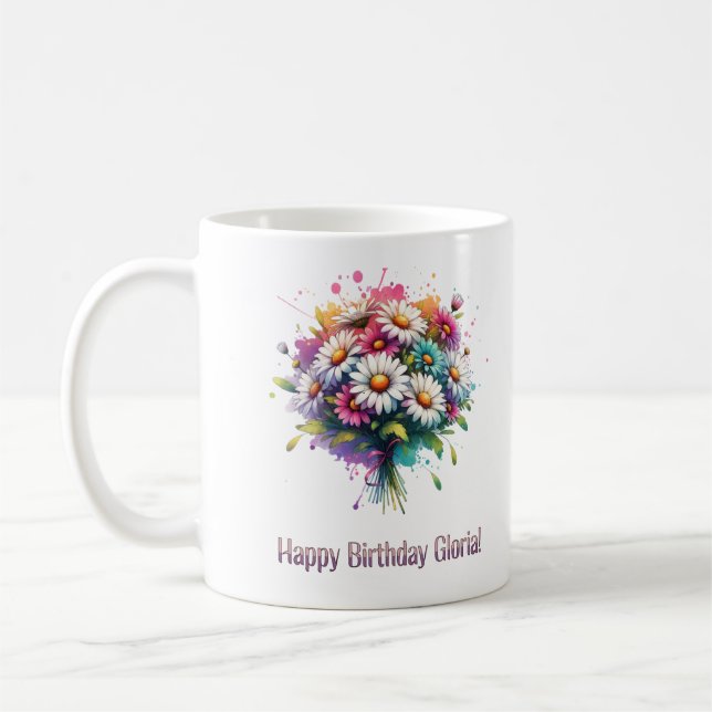 Caneca De Café Feliz aniversário Gloria (Esquerda)