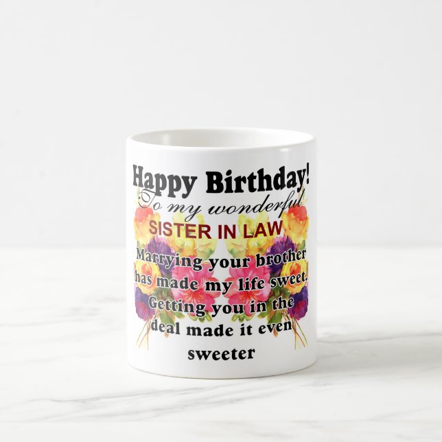 Caneca De Café Feliz aniversário, irmã da lei (Centro)