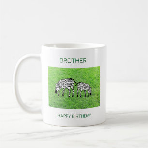 Caneca De Café Feliz aniversário Irmão, Fofo e Zebras Felizes