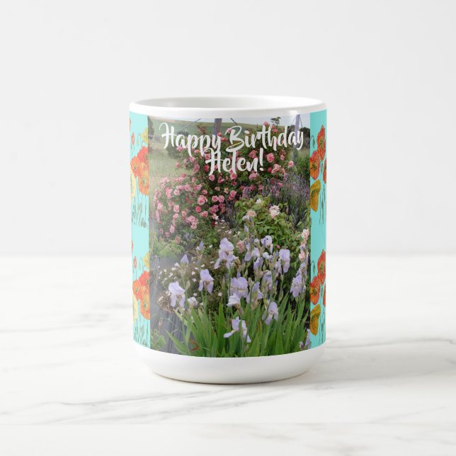 Caneca De Café Feliz Aniversário Jardim Laranja Papoila Mãozinha  (Centro)