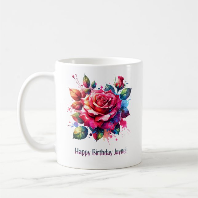 Caneca De Café Feliz aniversário Jayne (Esquerda)