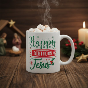 Caneca De Café Feliz aniversário Jesus Natal Festivo