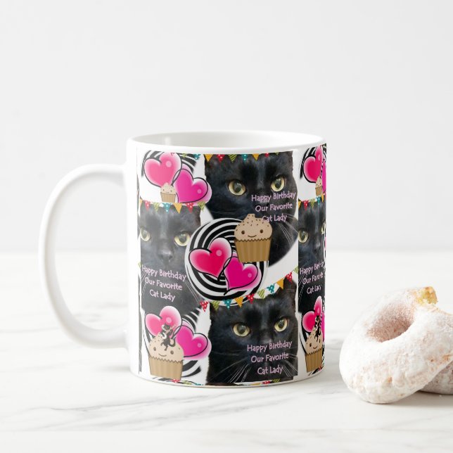 Caneca De Café Feliz Aniversário Lady Mug (Com Donut)