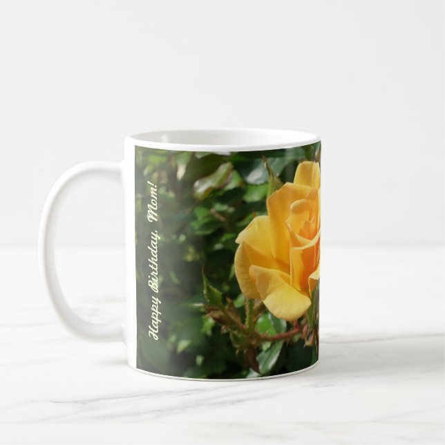 Caneca De Café Feliz aniversário, Mãe Mug com Rosas Amarelas + Br (Esquerda)