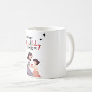 Caneca De Café Feliz Aniversário Mãe Mug - Elegante Design Floral