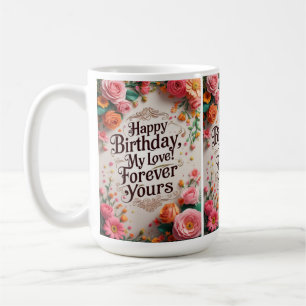 Caneca De Café Feliz Aniversário, Meu Amor! Para sempre - Românti