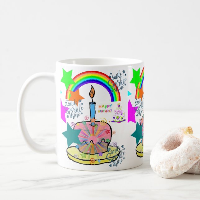 Caneca De Café Feliz Aniversário Mug (Com Donut)