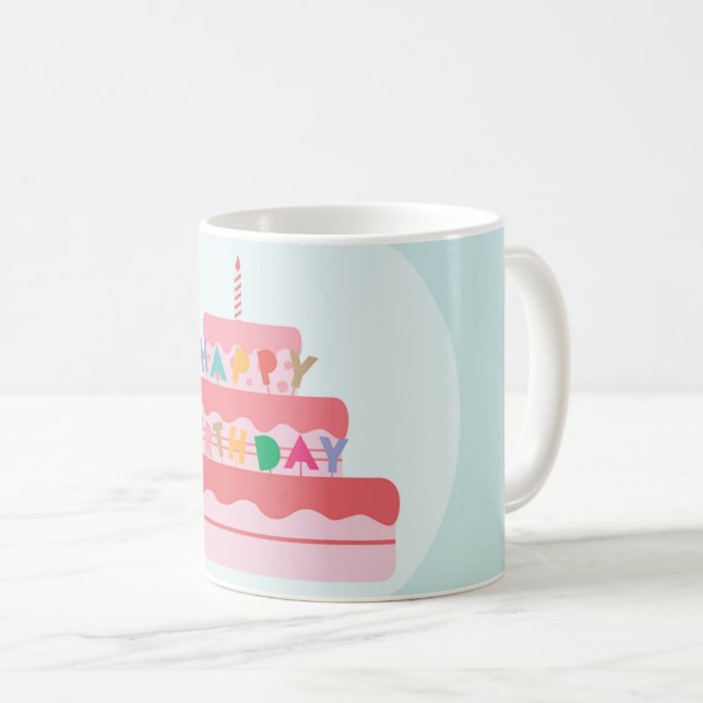 Caneca De Café Feliz Aniversário Mug (Frente Esquerda)