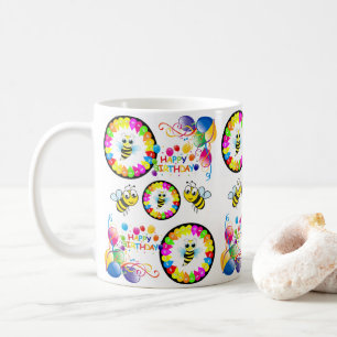 Caneca De Café Feliz Aniversário Mug Balloons Bumblebee