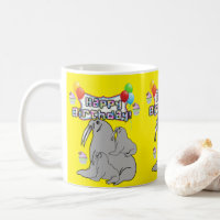 Feliz Aniversário Mug Cinza Balões de Selo