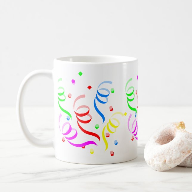 Caneca De Café Feliz aniversário Mug Confetti (Com Donut)